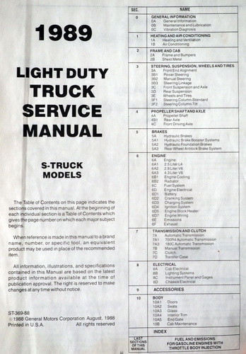 1989 CHEVY S10 REPAIR MANUAL PDF visual data 6