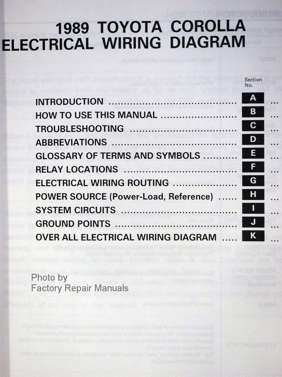 1989 Toyota Corolla Electrical Wiring Diagrams Manual Original EWD