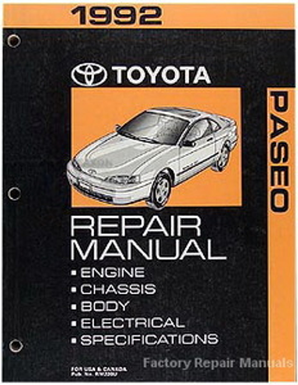 1992 Toyota Paseo Factory Service Manual Original Shop Repair