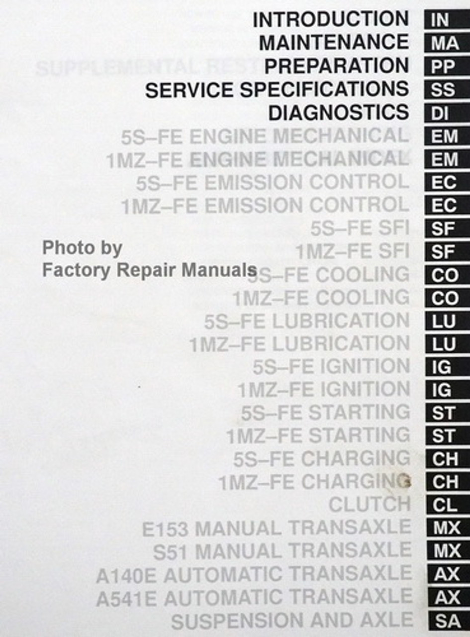 1999 Toyota Camry Factory Service Manual Set Original Shop Repair