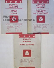 1986 Service Manual Chrysler Front Wheel Drive Car Volume 1, 2, 3