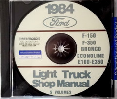 1984 Ford F-150 to F-350 Bronco Econoline E-150 to E-350 Light Truck Shop Manual 5 Volumes