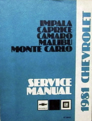 1981 Chevrolet Impala Caprice Camaro Malibu Monte Carlo Service Manual