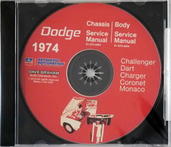 1974 Dodge Challenger Dart Charger Coronet Polara Monaco Service Manual Volume 1, 2 on CD