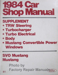 1984 Car Shop Manual Suppelement SVO Mustang Ford