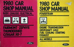 1980 Ford Thunderbird Fairmont Mercury Cougar Zephyr Shop Service Manual Set