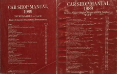 1989 Ford Taurus SHO Mercury Sable Shop Manual Volume 1, 2