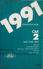 1991 Ford Lincoln Mercury Car RWD Service Specifications Book 