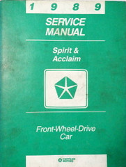 1989 Dodge Spirit Plymouth Acclaim Service Manual 