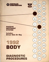 1992 Chrysler Plymouth Dodge Air Bag Restraint System Diagnostic Procedures Manual