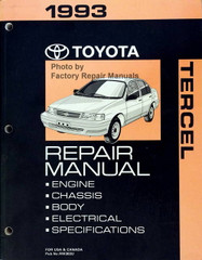 1993 Toyota Tercel Repair Manual Engine Chassis Body Electrical Specifications