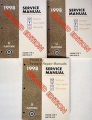 1998 Service Manual Chevrolet Venture Pontiac Trans Sport Oldsmobile Silhouette Volume 1, 2, 3