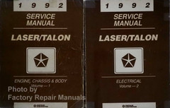 1992 Eagle Talon Plymouth Laser Service Manual Volume 1, 2 