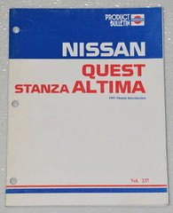 1993 Nissan Quest Stanza Altima New Product Model Introduction Manual