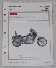 1987 HONDA VT1100C SHADOW 1100 Motorcycle Original Setup Instruction Manual VT C