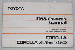 1988 Toyota Corolla All-Trac 4WD Original Owner's Manual Operator's Instruction Booklet