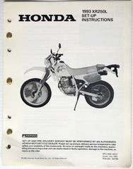 1993 XR250L Set-Up Instructions Manual XR250 XR 250 L Original w/ Wiring Diagram