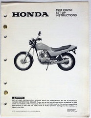 1991 Honda Nighthawk 250 Setup Instructions Assembly Manual 