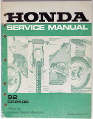 1992 Honda CR250R Factory Service Manual Original Shop Repair