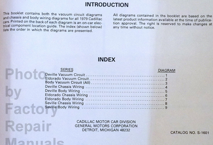 1979 Cadillac Electrical and Vacuum Circuit Diagrams Manual Original