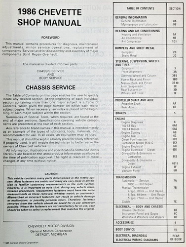 1986 Chevrolet Chevette Shop Manual