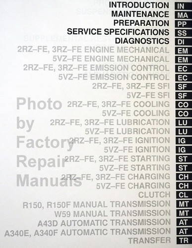 1999 Toyota Tacoma Repair Manual Table of Contents 1