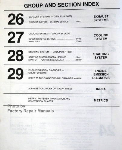 1983 Ford Light Truck Shop Manual Table of Contents 2