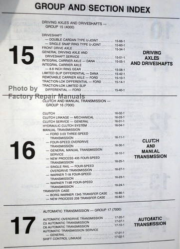 1983 Ford Light Truck Shop Manual Table of Contents 4