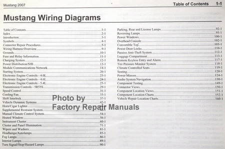 2007 Ford Mustang Wiring Diagrams Table of Contents