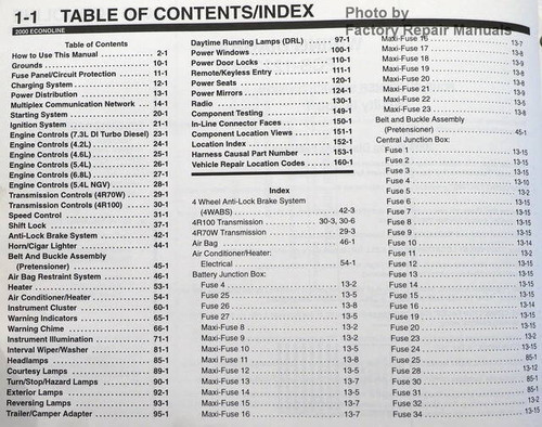 2000 Econoline Club Wagon Ford Wiring Diagrams Table of Contents 1