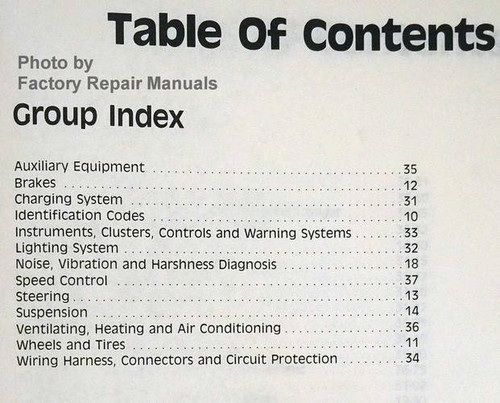 1987 Ford Mustang Thunderbird Mercury Cougar Lincoln Continental Mark VII Shop Manual Table of Contents Chassis