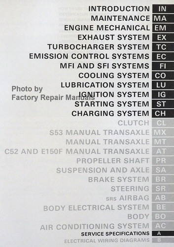 1993 Toyota Celica Repair Manual Table of Contents 1