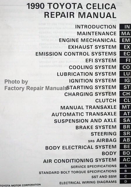 1990 Toyota Celica Repair Manual Table of Contents