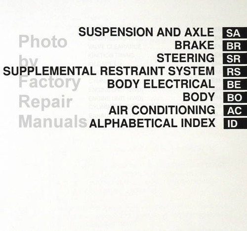 1998 Toyota Tacoma Repair Manual Table of Contents 3