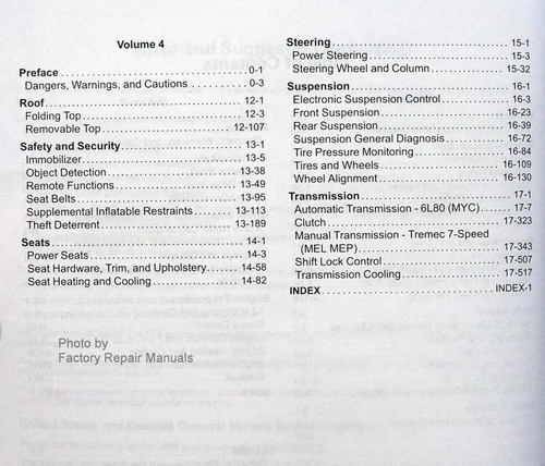 2015 Corvette Service Manuals Table of Contents 2