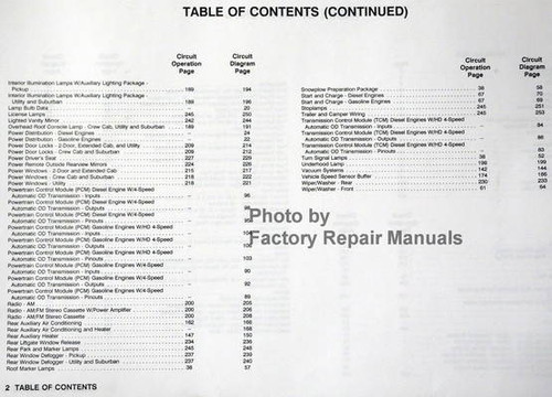 1993 Sierra Yukon Suburban Crew Cab and 3500 HD Electrical Diagrams & Diagnosis Manual Table of Contents 2