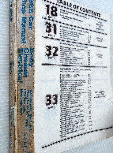 1985 Ford Car Shop Manual Continental, Mark VII, Thunderbird/Cougar, LTD/Marquis, Mustang/Capri 2 Volumes