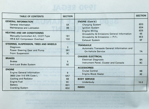 1990 Buick Regal Service Manual 3800 Engine Supplement