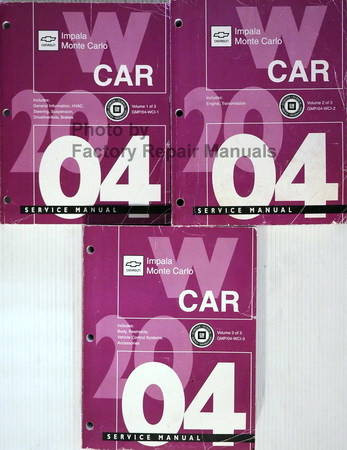 2004 Chevrolet Impala Monte Carlo Service Manual GM W Car Volume 1, 2, 3