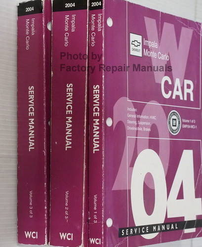 2004 GM W Car Chevrolet Impala Monte Carlo Service Manuals Spine View