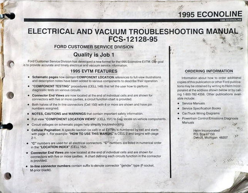 1995 Ford Econoline/Club Wagon Electrical and Vacuum Troubleshooting Manual