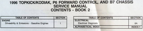 1996 Chevrolet GMC Medium Duty Truck Service Manual Table of Contents 2