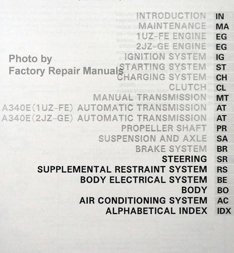 Lexus 1996 Repair Manual SC 400 SC 300 Table of Contents 2
