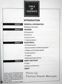 1999 F-Super Duty 250, 350, 450, 550 Workshop Manual Table of Contents 1