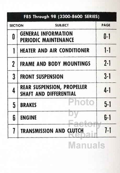1967 Oldsmobile F-85, Vista Cruiser, Cutlass, Delmont, Delta, Ninety Eight, Toronado Chassis Service Manual Table of Contents 1