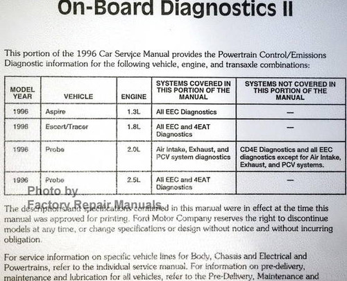 Powertrain Control/Emissions Diagnosis 1996 Service Manual Car/Truck On Board Diagnosics IIB Applications