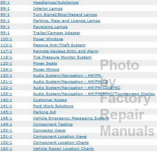 2015 Ford Taurus Wiring Diagrams Table of Contents 2