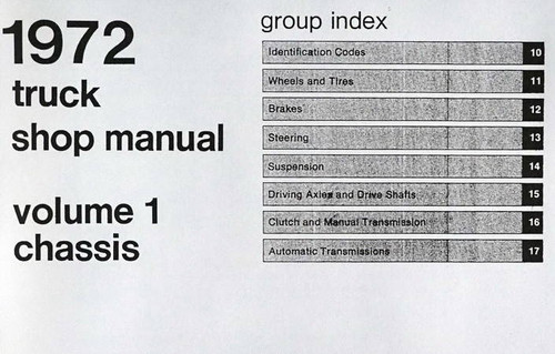 1972 Ford Truck Shop Manual Table of Contents 1
