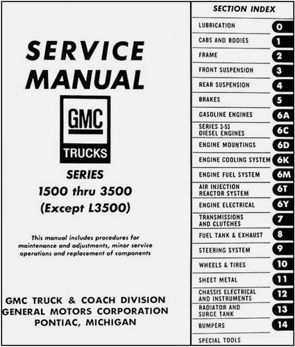 1967 GMC Truck Service Manual Series 1500 thru 3500