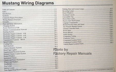 2008 Ford Mustang Wiring Diagrams Table of Contents